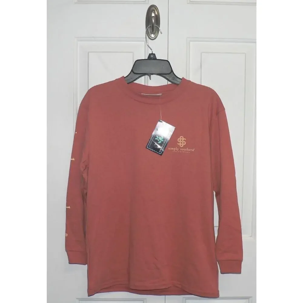 Simply Southern Kids Hey Pumpkin Long Sleeve Crew T-Shirt in Pumpkin Medium $26‎